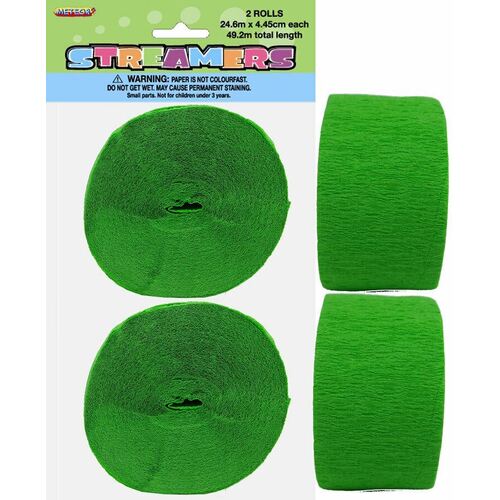 Crepe streamers Lime Green 2 Pack