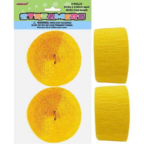 Crepe streamers Sun Yellow 2 Pack