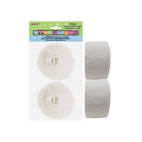 Crepe streamers-Bright White 2 Pack