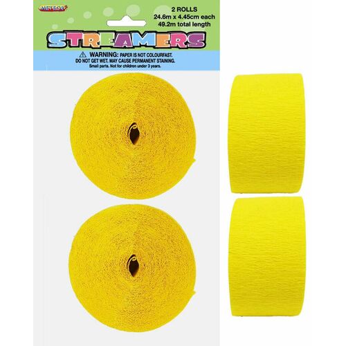Crepe streamersSoft Yellow 2 Pack