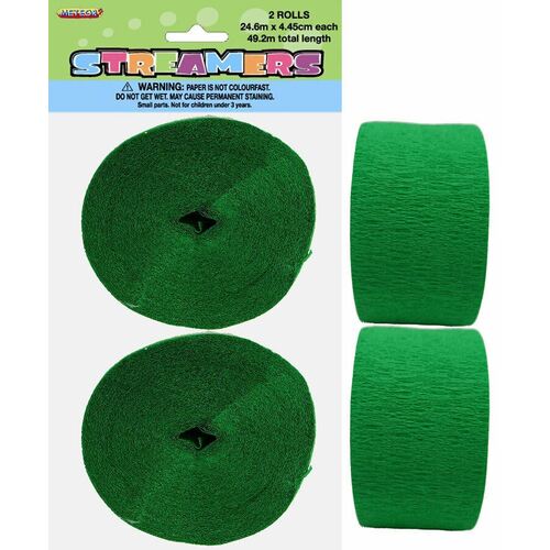 Crepe streamers Em Green 2 Pack