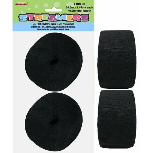 Crepe streamers Mid Black 2 Pack