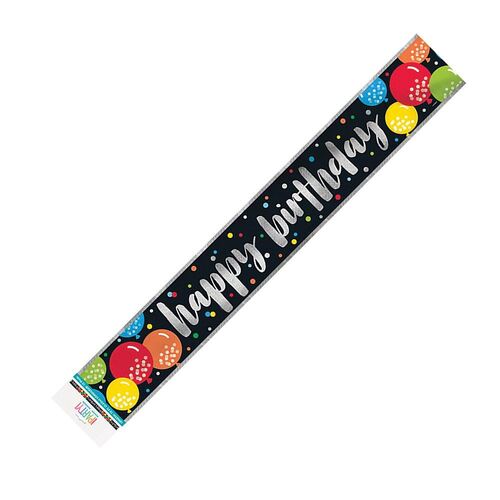 Happy Birthday Colourful Balloon Prismatic Foil Banner