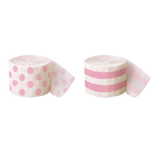 Crepe streamers Lovely Pinkely Pink Stripes And Dots 2 Pack