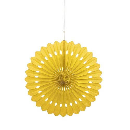 3 Decorative Fans 15cm -Yellow