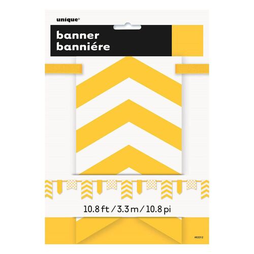 Dots Stripes & Chevron Paper Pennant Banner Sunflower Yellow 3.3m