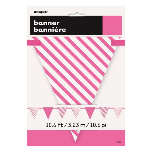 Dots & Stripes Paper Flag Banner Hot Pink 3.23m