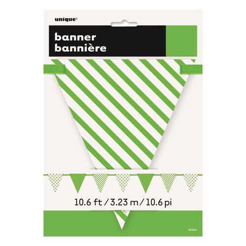 Dots & Stripes Paper Flag Banner Lime Green 3.23m