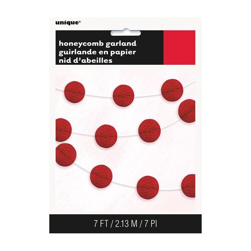 Honeycomb Ball Garland Red