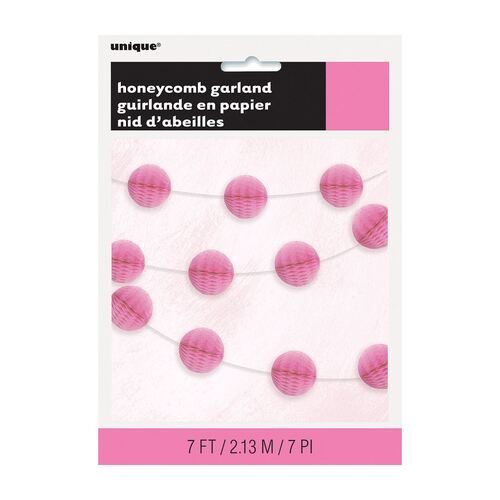 Honeycomb Ball Garland Hot Pink