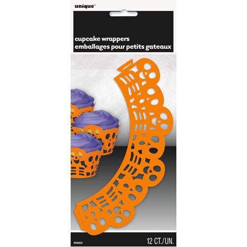12 Cupcake Wrappers - Skeleton