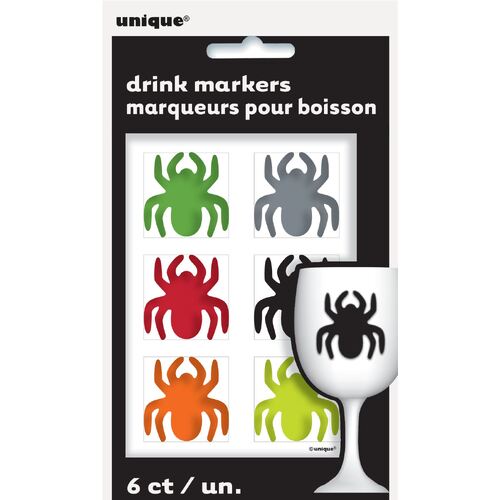 6 Spider Cling Drink Markers