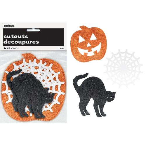 Halloween Mini Glitter Cutouts 6 Pack
