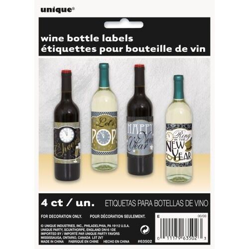 4 New Year Wine Bottle Labels
