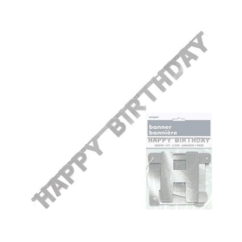Silver Happy Birthday Jointed Banner 1.21m