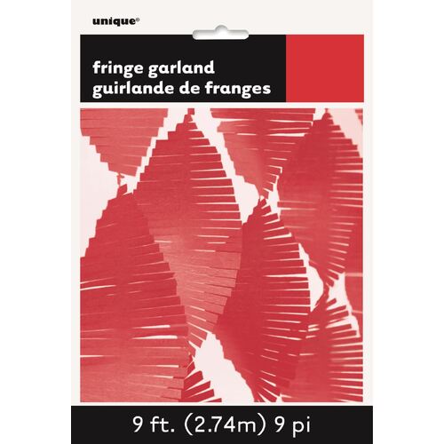 Fringe Garland 9' - Ruby Red
