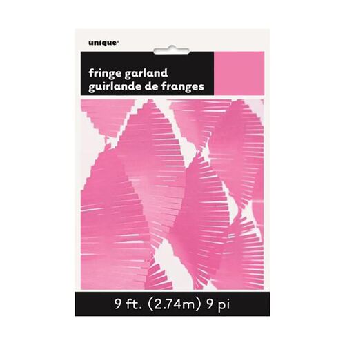 Fringe Garland 9' - Hot Pink