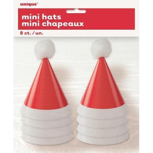 Mini Pom Pom Santa Party Hat 8 Pack