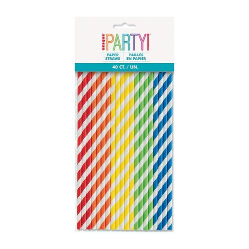 Paper Straws Assorted Colours 40 Pack