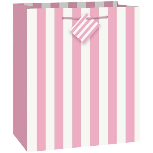Stripe Lovely Pink Gift Bag Large