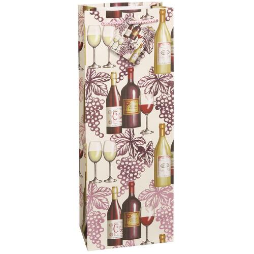 Gift Bag Grape & Glass Foil Wine