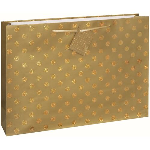Gold Glitter Dot Horizontal Large Gift Bag