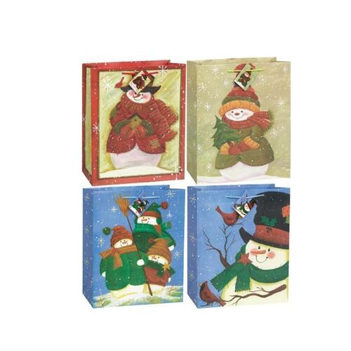 Gift Bag Country Snowmen Large