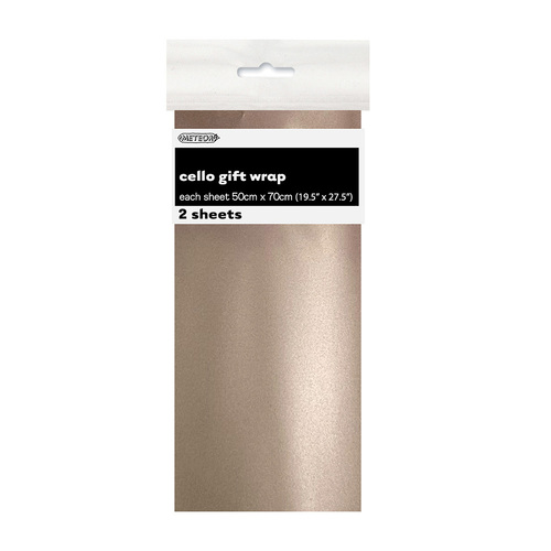 Metallic Rose Gold Premium Cello Wrap Sheets 50cm X 70cm 2 Pack