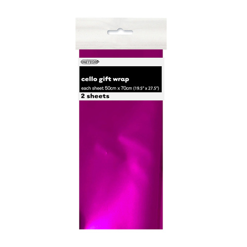 Metallic Hot Pink Premium Cello Wrap Sheets 50cm X 70cm 2 Pack