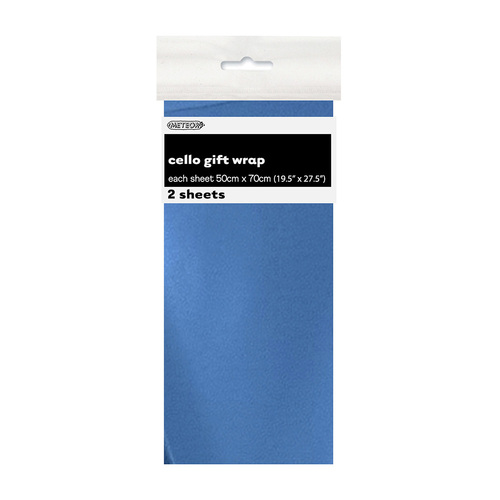 Metallic Royal Blue Cello Wrap Sheets 50cm X 70cm 2 Pack