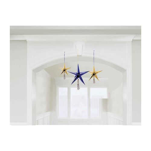 Midnight New Year's Eve 3D Foil Stars Hanging Decorations 3 Pack