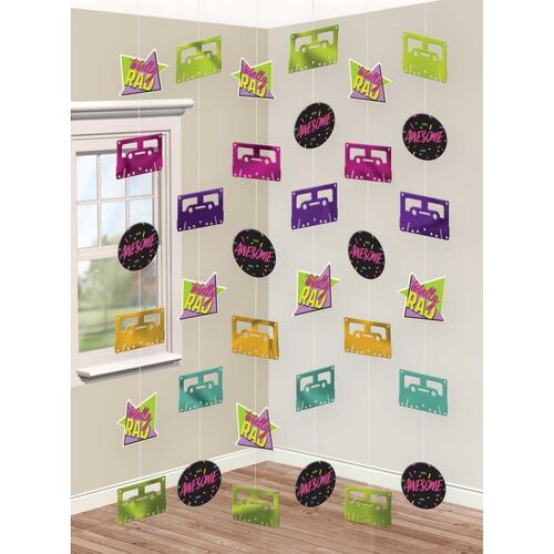 Awesome Party 80's Hanging String Decorations 6 Pack