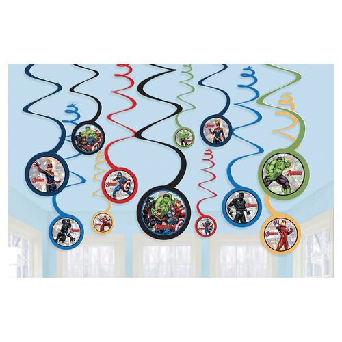 Marvel Avengers Powers Unite Spiral Swirl Decorations 12 Pack