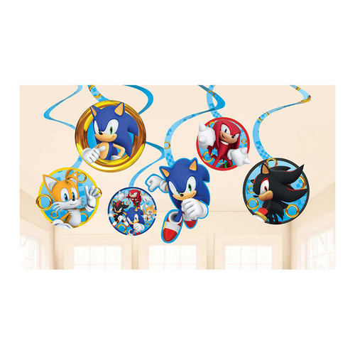 Sonic the Hedgehog Spiral Swirls Hanging Decorations 12 Pack