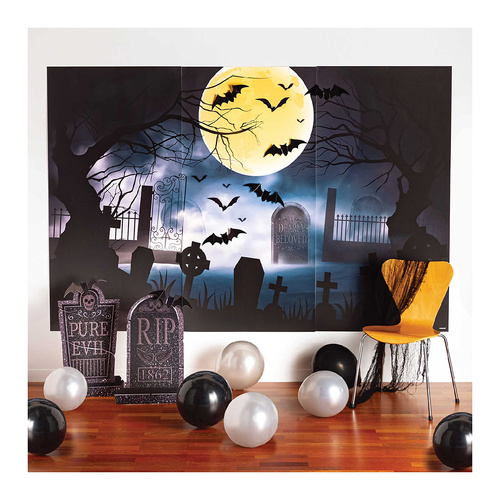 Graveyard Backdrop Deluxe Scene Setters Kit