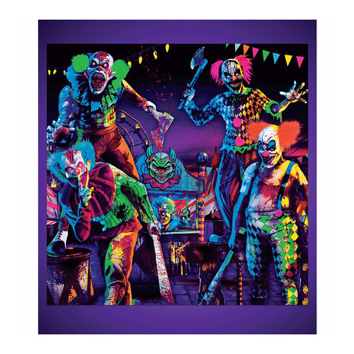 Creepy Carnival Backdrop Scene Setters Black Light Reactive 6 Pack