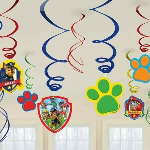  Paw Patrol Hanging Swirls 12 Pack