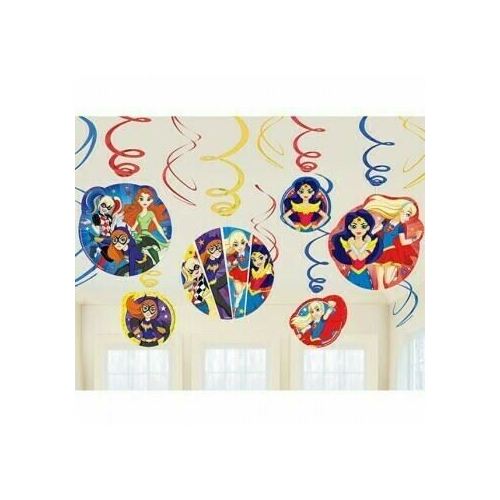  Super Hero Girls Hanging Swirls Decorations Value Pack Cardboard 12 Pack
