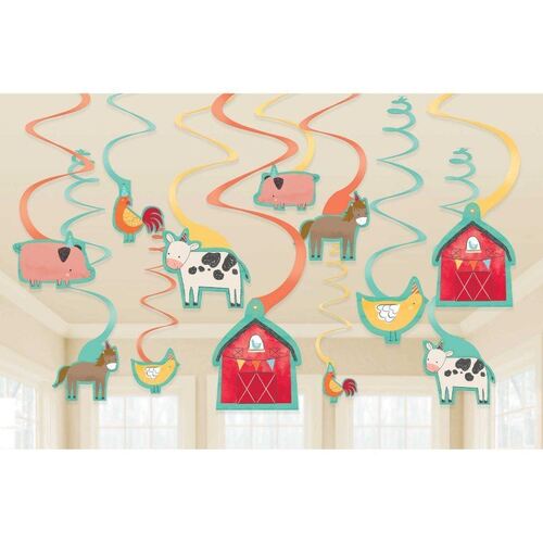 Barnyard Birthday Hanging Swirl Decorations Value Pack