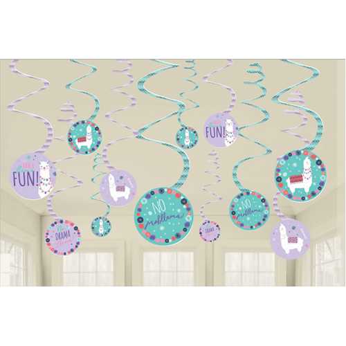 Llama Fun Value Pack Swirl Decorations 12 Pack