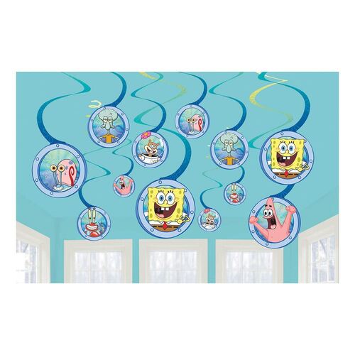SpongeBob Spiral Swirls Hanging Decorations 12 Pack