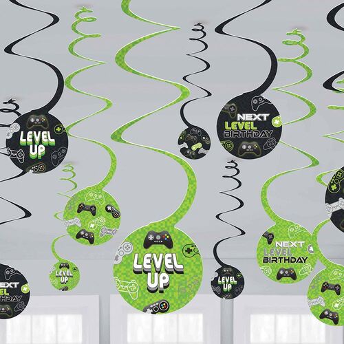 Level Up Gaming Spiral Swirls Hanging Decorations 12 Pack