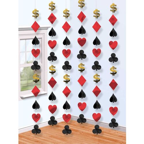Casino Place Your Bets Hanging String Decorations 6 Pack
