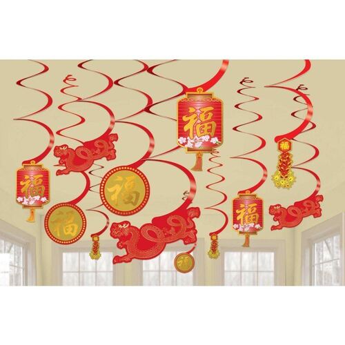 Chinese New Year Swirl Decorations Hot-Stamped Value Pack