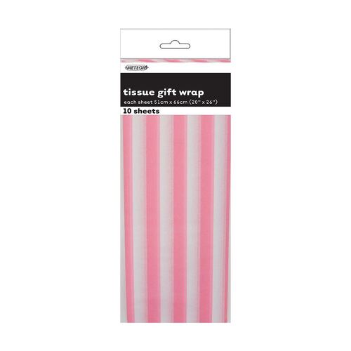 Stripes 10 Tissue Sheet - Lovely Pink