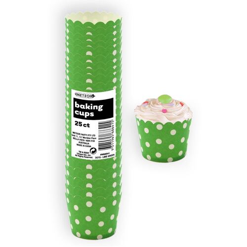 Dots Lime Green Paper Cupcake Baking Cups 25 Pack