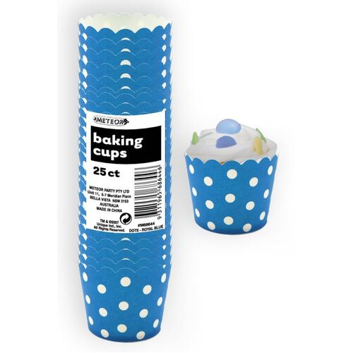 Dots Royal Blue Paper Baking Cups 25 Pack