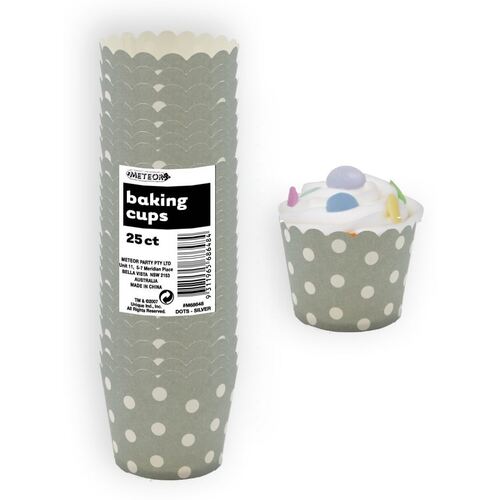 Dots Silver Paper Baking Cups 25 Pack