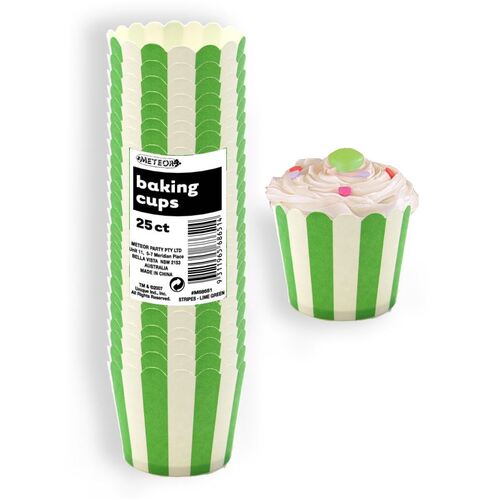 Stripes Lime Green Paper Baking Cups 25 Pack