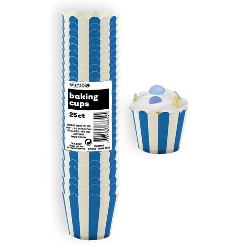 Stripes Royal Blue Paper Baking Cups 25 Pack